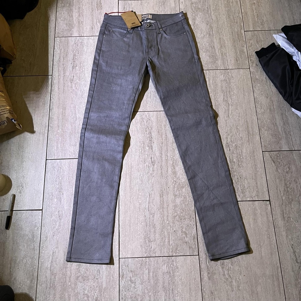Naked & Famous Super Guy Jeans Mens 32x34 Gray Reflective Denim Button Fly